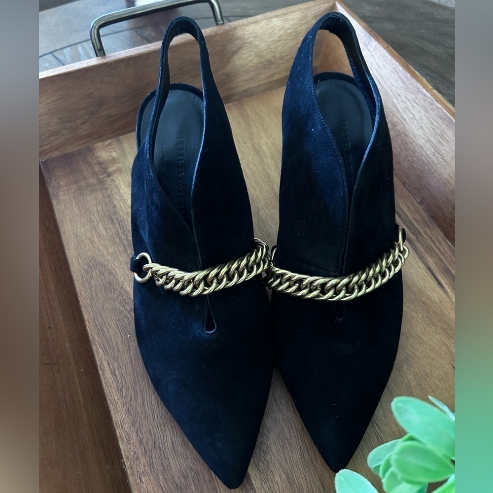 Burberry Black Suede Onwen Slingback Pumps Heels | Size 38.5 | 8.5 US Italian - Picture 11 of 12